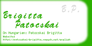 brigitta patocskai business card
